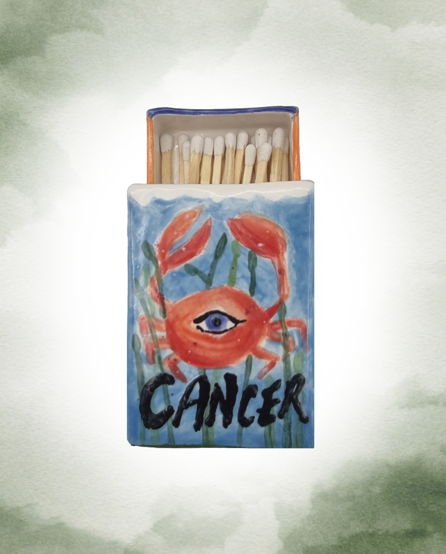 Made to order: Ceramic matchbox- Zodiac -Cancer