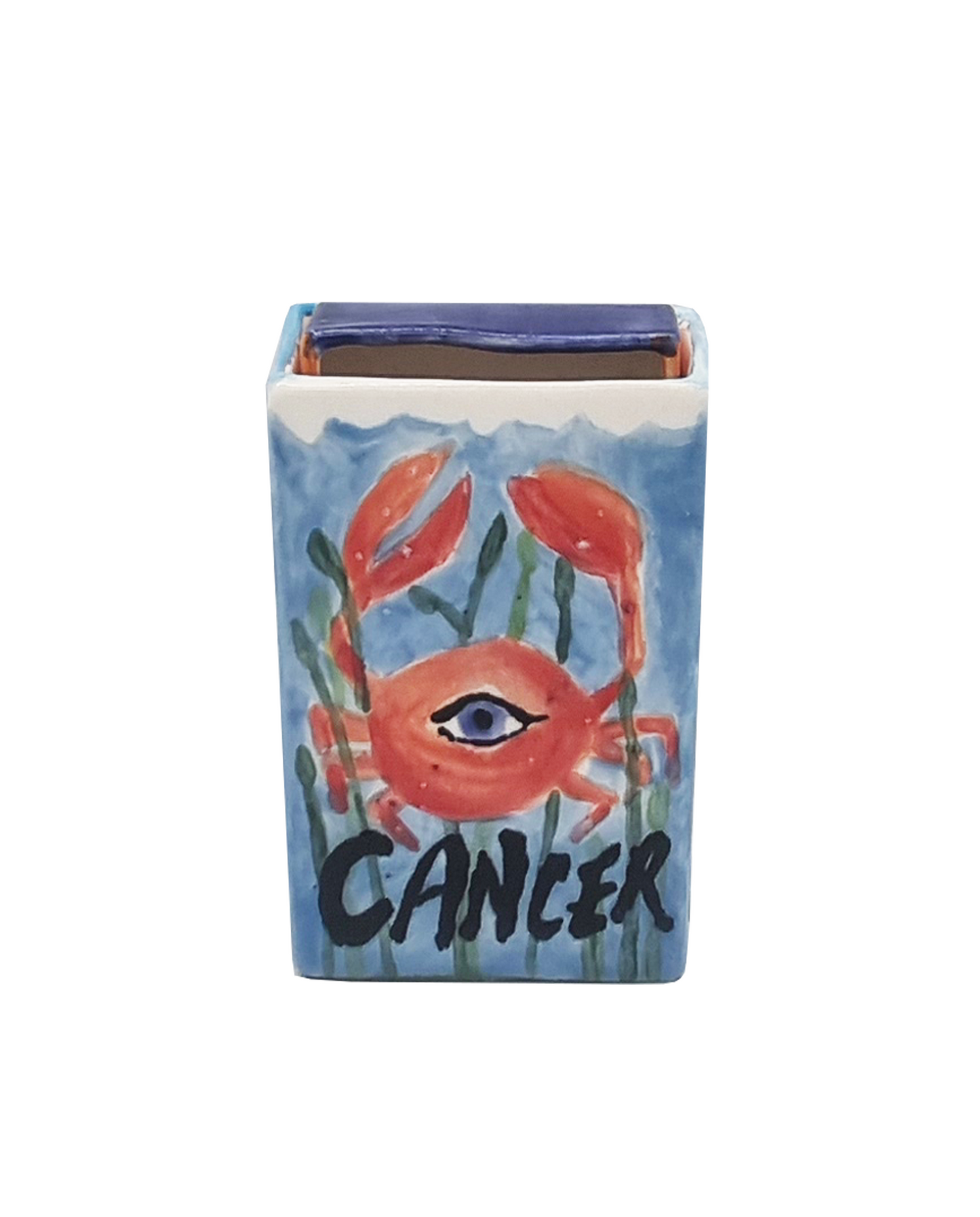 Made to order: Ceramic matchbox- Zodiac -Cancer
