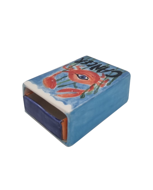 Ceramic matchbox- Zodiac -Cancer-Made to order