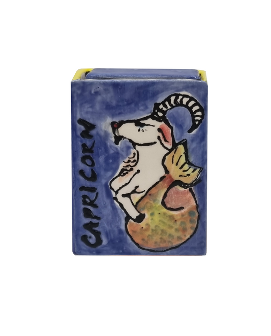 Ceramic matchbox- Zodiac -Capricorn-Made to order