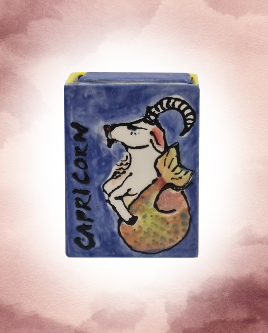Ceramic matchbox- Zodiac -Capricorn-Made to order
