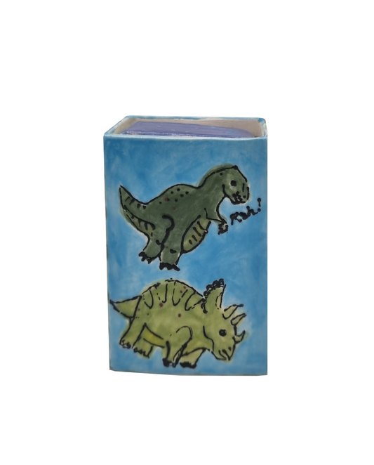 Ceramic matchbox- Dinosaur 'bits box'-Made to order: