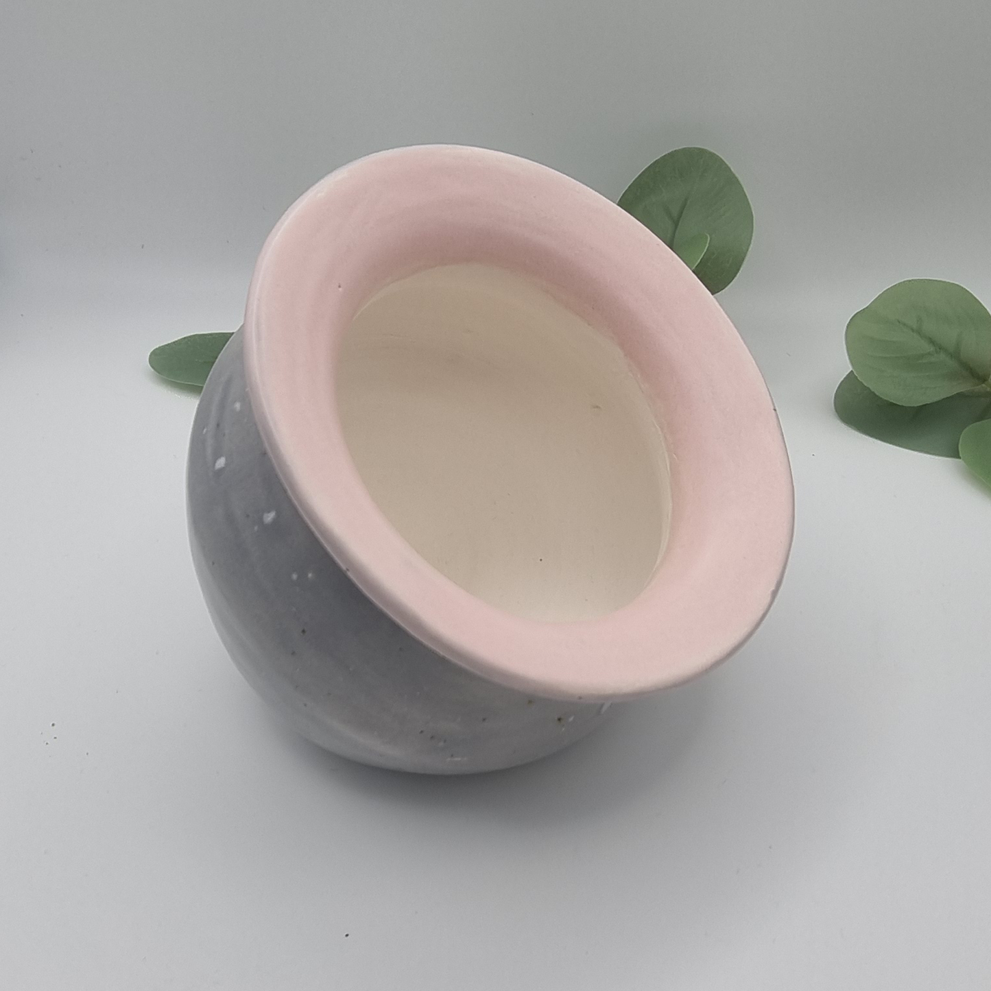 Salt Pig-Pastel grey and pink