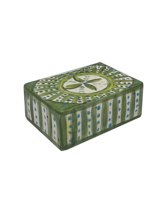 Ceramic box- green pattern-Made to Order