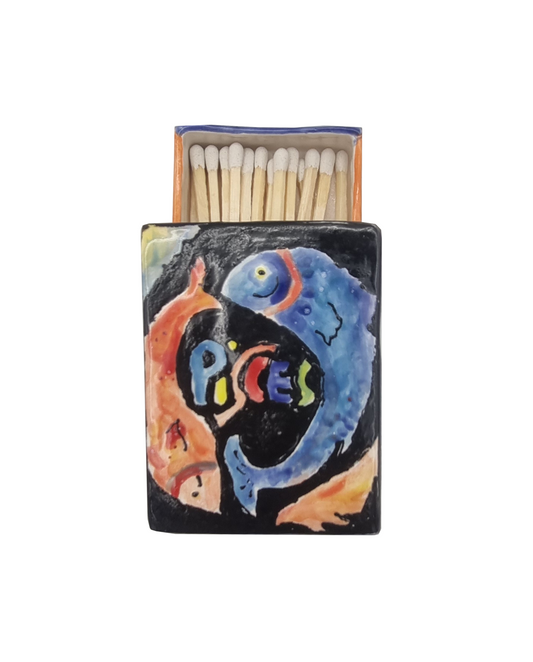Ceramic matchbox- Zodiac -Pisces-Made to order