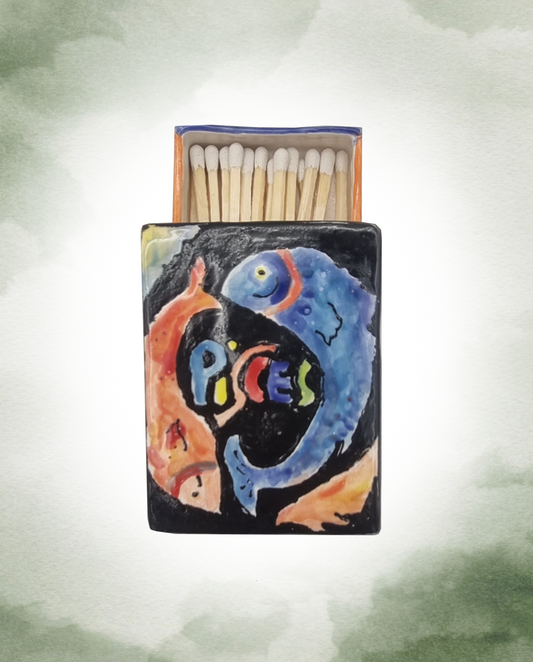 Ceramic matchbox- Zodiac -Pisces-Made to order